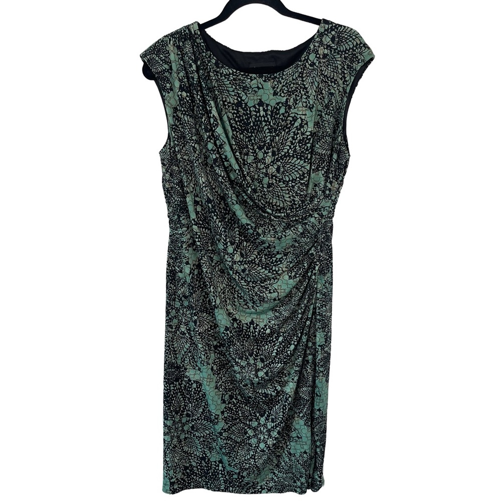 Connected Apparel Black and Green Midi Dress
